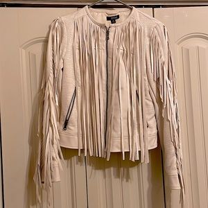 White fringe leather jacket